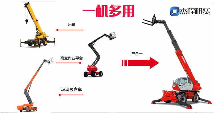 杰程租賃伸縮臂叉裝車出租一機(jī)多用